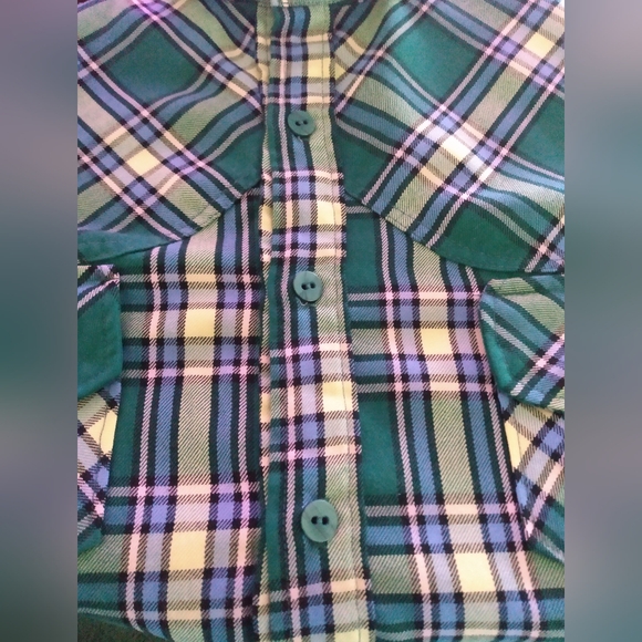 Vintage Handmade Men's Buttoned Down Shirt XL L/S  Collard Green Plaid - Picture 4 of 7